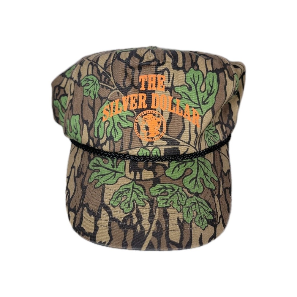 Vintage‎ Silver Dollar Express Camo Rope Brim Snap Back Trucker Hat